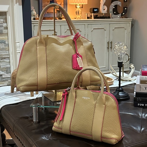 Coach Tan Leather Satchel with Pink Trim (Set of 2) - Picture 3 of 16